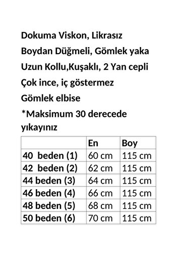 anne moda ankara 100% υφασμένη βισκόζη, χωρίς λύκρα, καλοκαιρινό, παστέλ σχέδιο, μακρυμάνικο, πουκάμισο φόρεμα