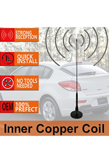 Generic Car Radio Antenna 60cm Magnetic Base AM/FM Aerial with Strong Reception, Waterproof & Easy Install