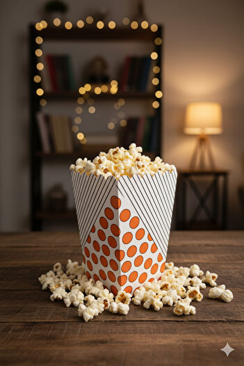 Deniz Party Store Orange Spotted Striped Cardboard Popcorn Corn Chips Box 8 Pieces