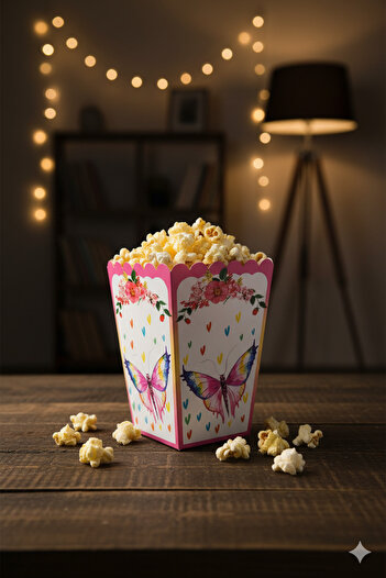 Deniz Party Store Butterfly Themed Cardboard Popcorn Corn Chips Box 8 Pieces