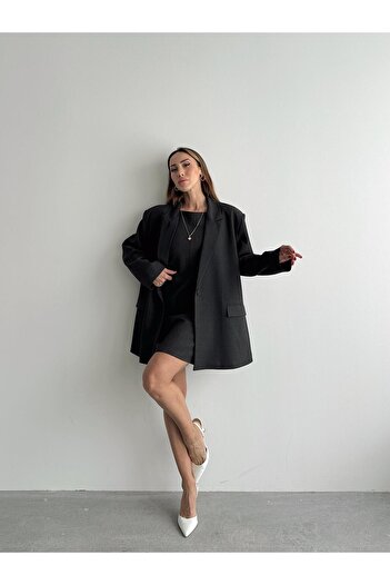 Maldia Shop Women's Oversize Anthracite Blazer Jacket