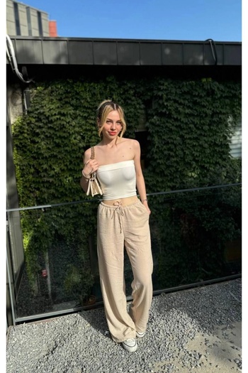 MetuCA Women's Linen Loose Cut Trousers