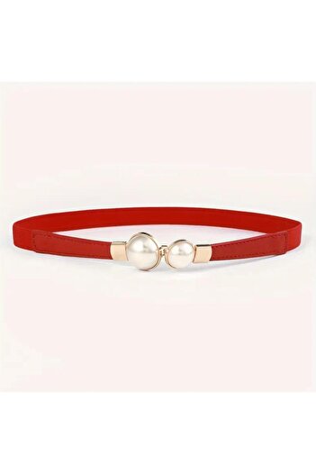 Desre Moda Pearl Detailed Thin Belt with Elastic Back Dress Belt Shirt Belt Coat Belt