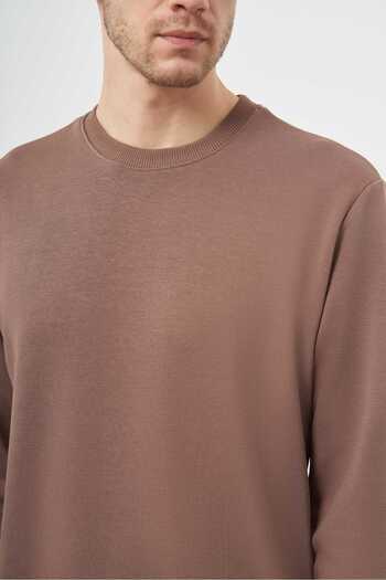 Morven Men's Brown Basic Crew Neck Sweat-Shirt