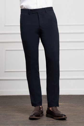 Morven Erkek Lacivert Poliviskon Basic Slim Fit Dar Kesim Classic Штани