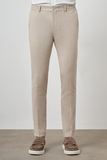 Morven Men's Beige Trend Full Elastic Slim Fit Trousers