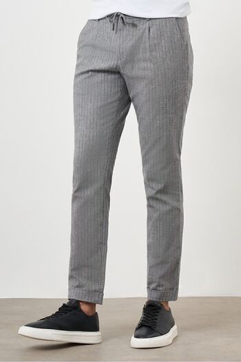 Morven Men's Black Cotton Linen Trend Drawstring Jogger Slim Fit Sports Pants