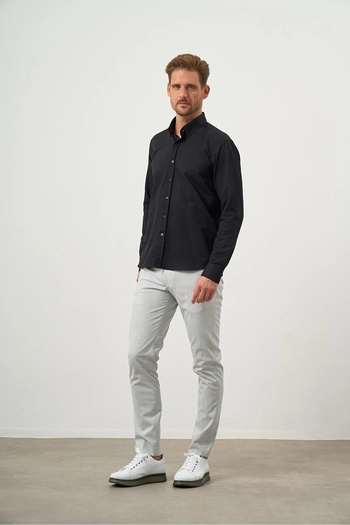Morven Buttoned Collar Easy-Iron Oxford Cotton Slim Fit Shirt