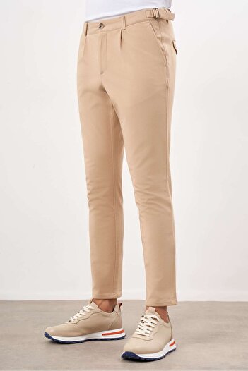 Morven Чоловічі ВІДКРИТІ КАВОВІ Літні штани з плісировкою Slim Fit Chino