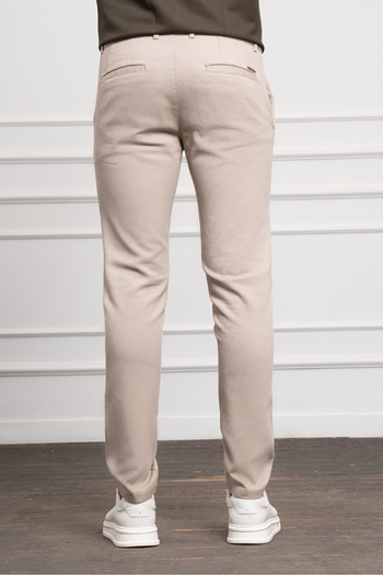 Morven Erkek Bej Slim Fit Dar Kesim Chino Pantolon