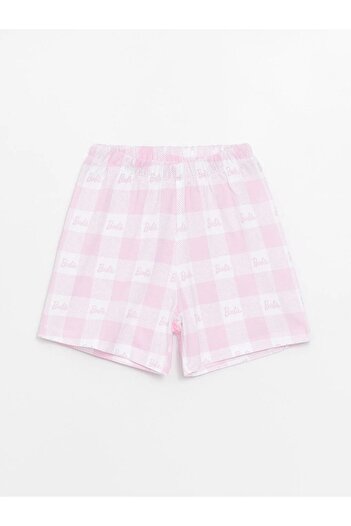 LC Waikiki LCW Kids Gömlek Yaka Barbie Baskılı Kız Çocuk Şortlu Pijama Takımı