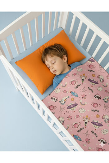 Fronte Home Polar Baby & Kids Blanket and Double Layer Shepherd Stitched Pink Space Pattern