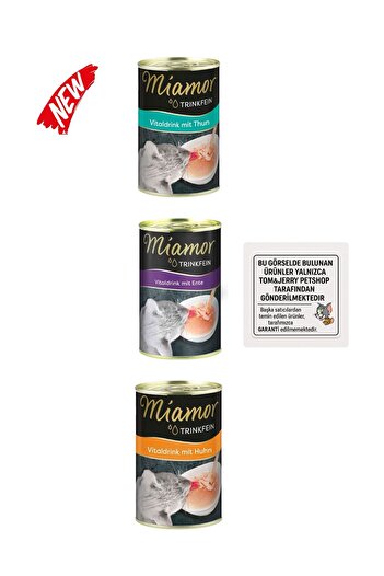 Miamor TOM&JERRYPETSHOP- 3 Çeşit Kedi Çorbası 135 ml X 6 Adet (tavuk,ördek,ton balık)