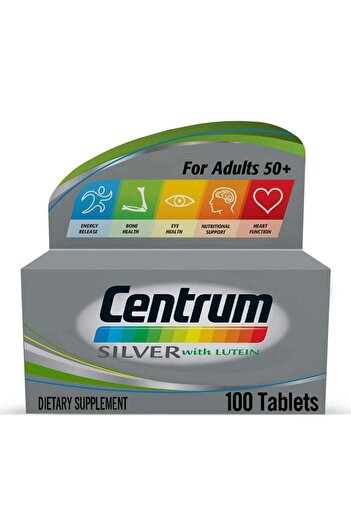 Centrum Silver With Lutein, 100 Tablets, Specially formulated for Adults 50+