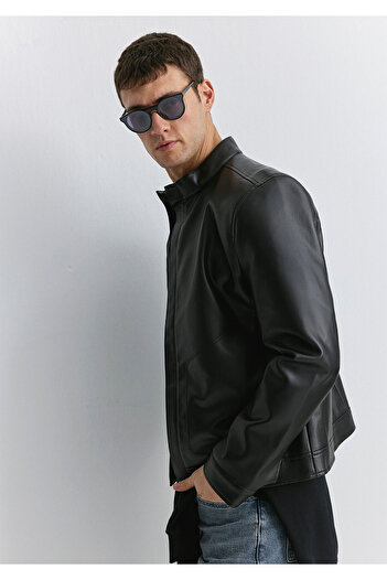 Mavi Black Faux Leather Jacket Slim Fit / Slim Fit 0110537 -71379
