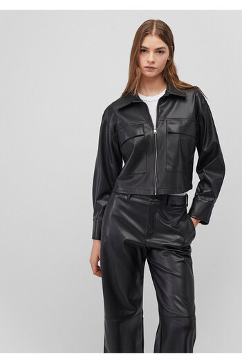 Mavi Black Faux Leather Shirt Regular Fit / Regular Fit 1210967 -900