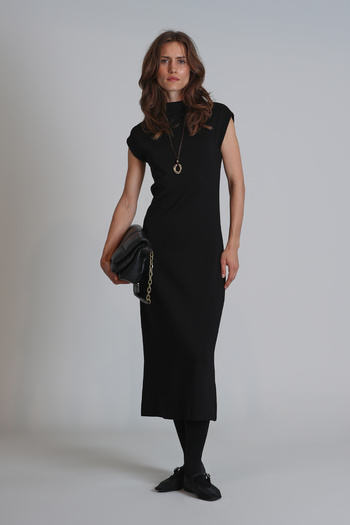 Lufian Annabel Black Regular Fit Women's Dress