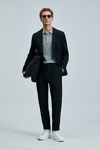 Lufian Hunter Smart Ανδρικό Chino Παντελόνι Slim Fit Μαύρο