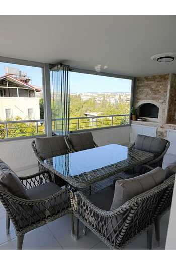 Tu Tienda MEDYA 6 SANDALYE+MASA(80*140) BAHÇE BALKON MUTFAK TAKIMI,GRİ