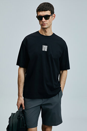 Lufian Helıx Μοντέρνο Γραφικό T-Shirt Μαύρο
