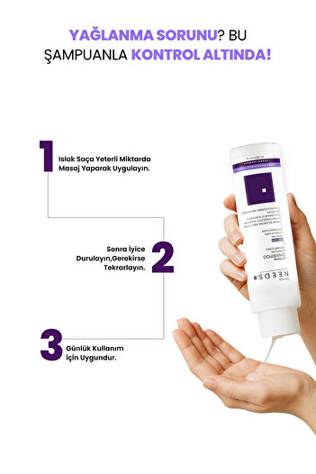 Derma Needs Yağlı Saçlar İçin Şampuan Şampuan 400ml |Sebum Dengeleyici| Biotinli, Sülfatsız, B5 Vitaminli
