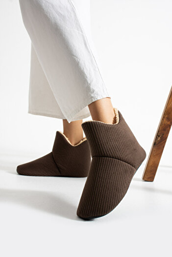 Moda Devrin Καφέ Unisex Παντόφλες για το σπίτι με γούνινο επένδυση