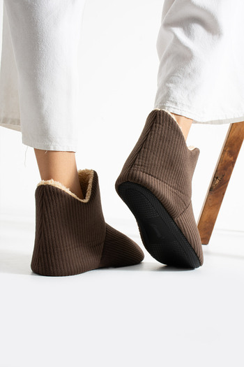 Moda Devrin Кафяви унисекс пантофи с флисова подплата за вътрешно ползване