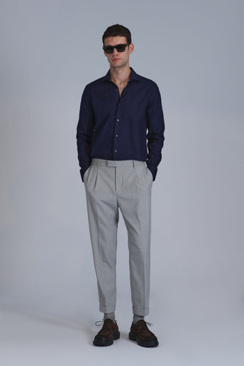 Lufian Wonder Men's - Navy Blue Comfort Fit Basic Shirt