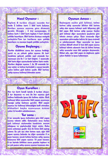 solo toys Kim Bluffing Bluffing Box Game Word and Quick Thinking Game
