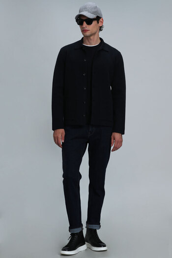 Lufian Daks Men's Cardigan Navy Blue