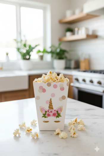 Deniz Party Store Popcorn Box (Corn, Chip Box) 10 Unicorn Themed