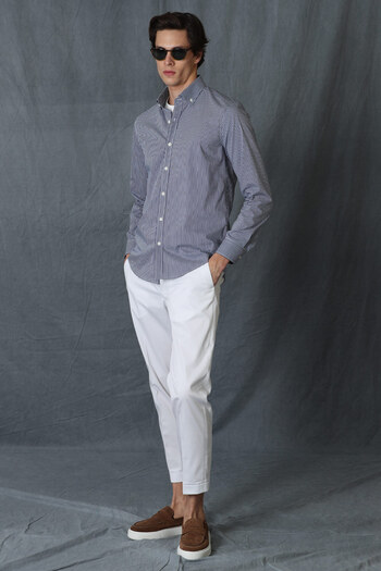 Lufian Ανδρικό Smart πουκάμισο Ardmin Slim Fit Navy Blue