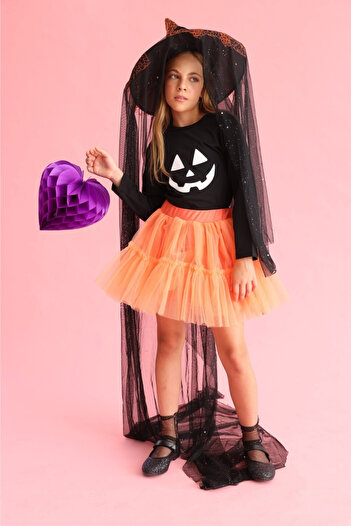 Le Mabelle Orange Girl's Tulle Skirt - Miley