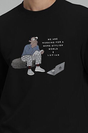 Lufian Donovan Erkek Sweatshirt Siyah