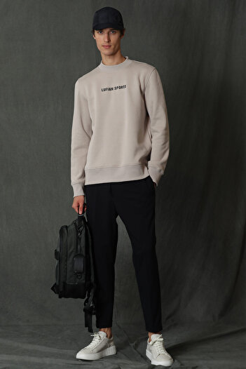 Lufian Star Erkek Sweatshirt Açık Bej