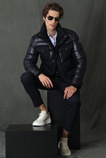 Lufian Genius Goose Feather Men's Coat Navy Blue