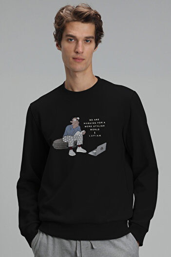 Lufian Donovan Erkek Sweatshirt Siyah