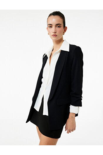 Koton Κρεπ ύφασμα Regular Fit Shawl γιακά 3/4 μανίκια Blazer Jacket