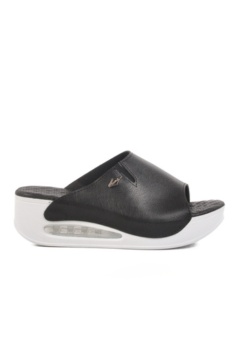 Aspor Black Women's Wedge Heel Slippers