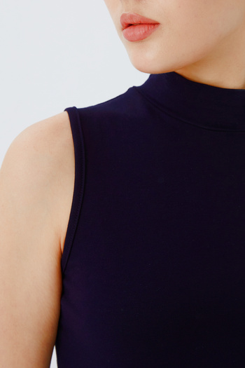 Almila Turtleneck Zero Sleeve Women's Body T-Shirt 2045-Cotton Lycra Fitted Body