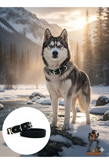 Tasma Market Black Soft Textured Column Dog Collar