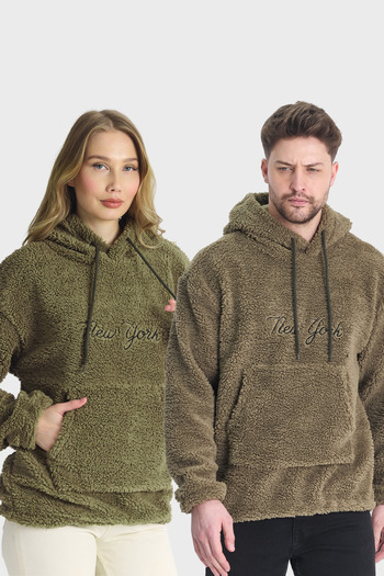 DAMGA JEANS Oversize Hooded Khaki Sweatshirt for Lover