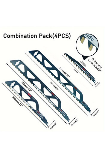 Choice 4pcs Versatile Alloy Reciprocating Saw Blade for Cutting Bubble Brick Hollow Brick Red Brick and Con