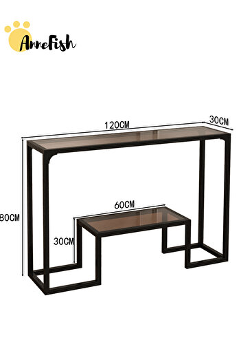 AnneFish 120*30*80cm 3Tier Glass Console Sofa Table with Shelf and Entryway Table Couch Hallway Entrance