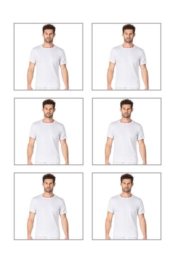 ÖZKAN underwear Özkan 0116 6 Pack Men's Ribbed Flexible Comfortable Closed Collar Half Sleeve Athlete Undershirt