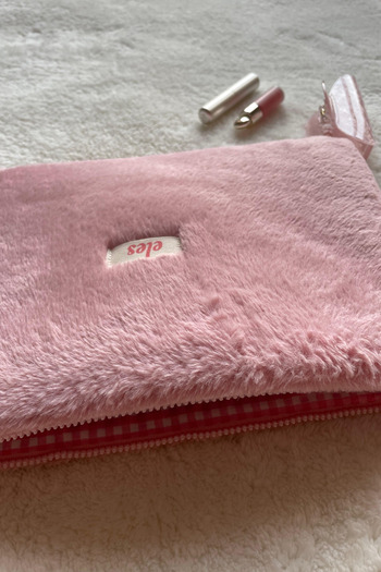 eles Pink Plush Tablet Bag, Pink Plush Tablet Case, Plush Tablet Bag