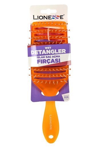 Lionesse Wet Hair Detangling Brush 8825 - Orange, Flexible Structure, Wet Use