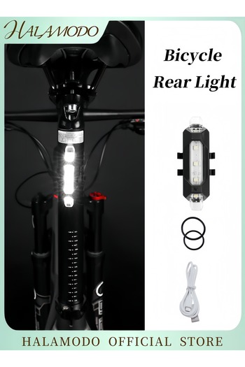 HALAMODO Bicycle Rear Light USB Rechargeable Bike Light Waterproof Cycling Taillight Flashing Bike Light Safe