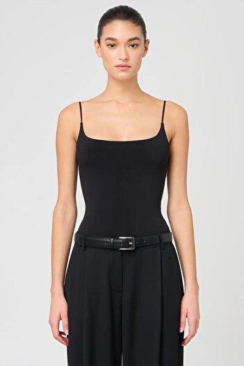 Madmext Black Adjustable Strap Women's Tank Top Mg2527