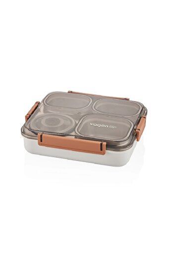 Vagonlife Vagon Life 1200 ml 4 Compartment Stainless Steel Lunch Box Xc-7080 3 Colors - Single Color Is Shipped